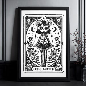Kunstdruck Tarot Karte "The Goth" | High Quality Print | Kawaii Goth | Goth Wall Art | Gift For Gamers, Goth People | Occult Art