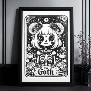 Kunstdruck Tarot Karte "The Goth" | High Quality Print | Kawaii Goth | Goth Wall Art | Gift For Gamers, Goth People | Occult Art