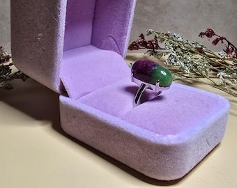 Bague ajustable en argent sterling avec rubis et zoisite