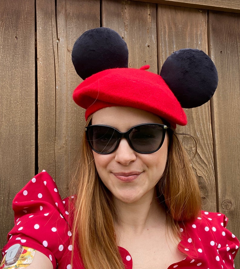Velvet Mouse Beret Hat Ears Disney Inspired Mouse Ears Etsy