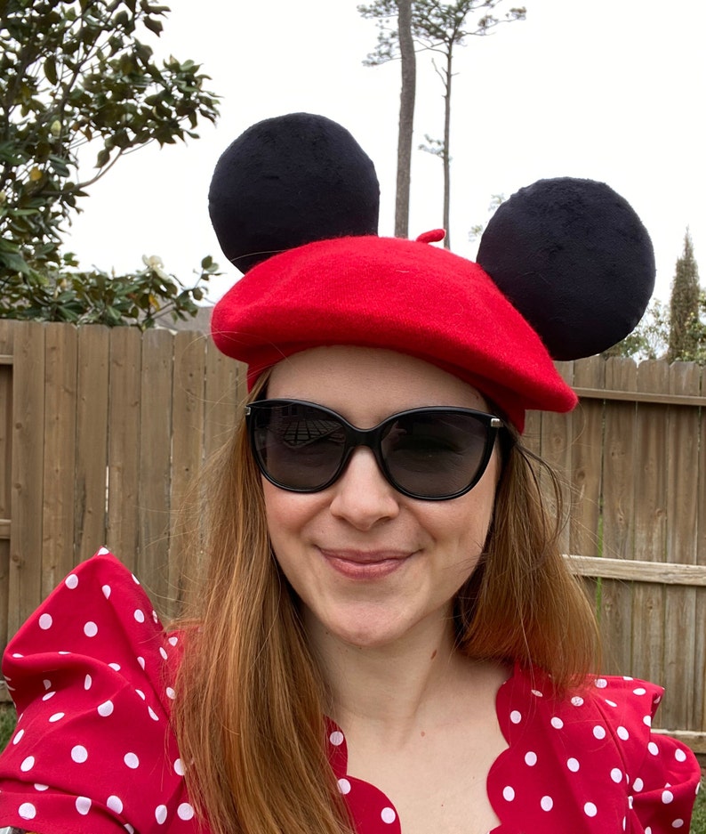 Velvet Mouse Beret Hat Ears Disney Inspired Mouse Ears Etsy