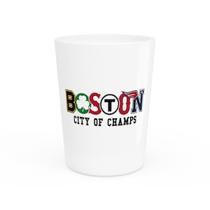 Vintage Boston Sports Shot Glass, Boston City of Champs Party Shot Glass, Boston Bruins, Celtics, Red Sox, Patriots