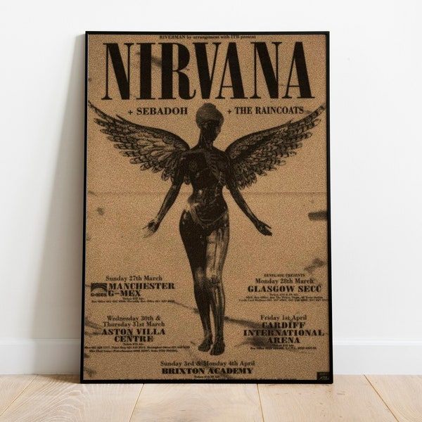 Nirvana Poster Wall Art, Bandas de rock icónicas de la música de todos los tiempos, Álbumes de Nirvana en carteles, Portada del álbum Wall Art, Idea de regalo, Póster de Nirvana