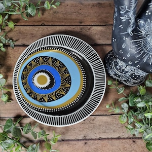 Black and Blue Evil Eye Plate | Decorative Plate | Home Décor | Luxury Plate | Nazar Plate
