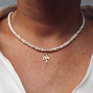 Colar de pérolas de água doce personalizado - letras de A-Z. Colar exclusivo com número de anjo, um lindo presente para qualquer ocasião, pérola.