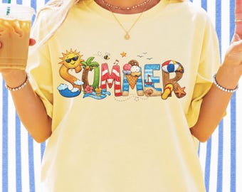 Faux fil Summer Vibes PNG, conception de sublimation de chemise de plage brodée rétro, bonjour l'été des cliparts, Tshirt cousu Png téléchargement