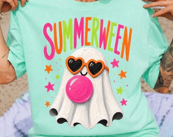 Summerween PNG, Cute Spooky Sublimation Design, Heart Sunglasses Bubblegum Specter Graphic, Retro Seasonal Beach Vibes Digital Download