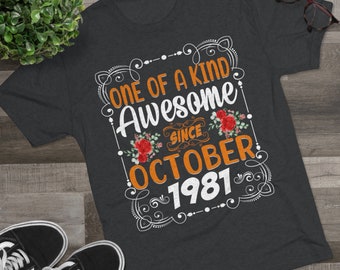 Camiseta unissex Tri-Blend Crew de aniversário de outubro