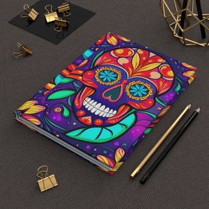 Boho Floral Skull Hardcover Journal Matte
