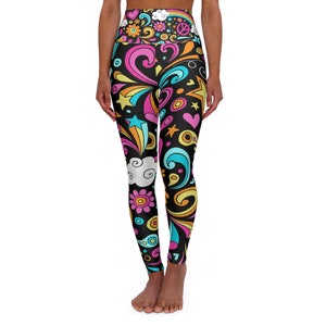 Retro Peace High Waisted Yoga Leggings (AOP)