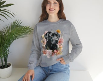 Felpa girocollo unisex Heavy Blend ™ Floral Black Lab