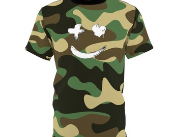 Camo Smiley Face Unisex Cut & Sew Tee (AOP)