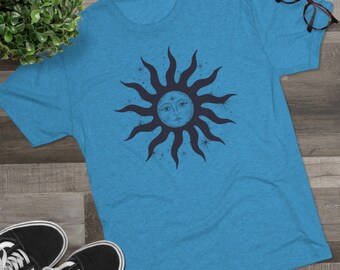 Celestial Sun With Face Unisex Tri-Blend Crew Tee