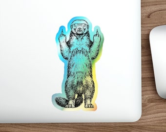 Honey Badger Holographic Die-cut Stickers