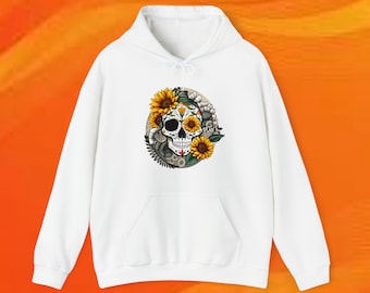 Boho Floral Skull Unisex Heavy Blend™ Hooded Sweatshirt