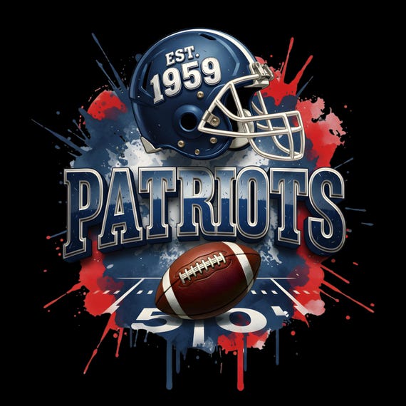Patriots Football Sublimation Clipart PNG: Use for Stickers, T-shirt, Mug, Frame, Tumbler (Digital Download)