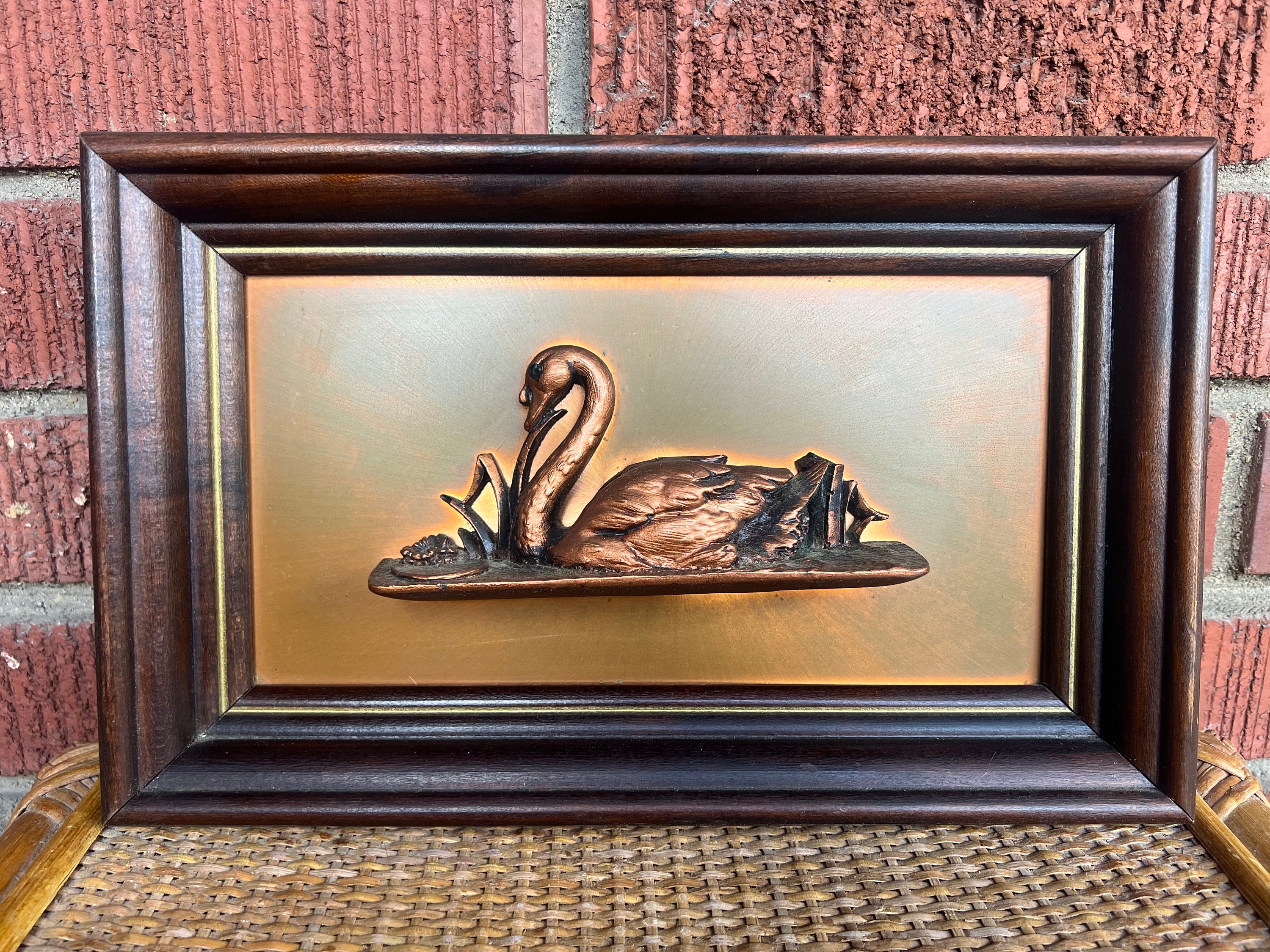 ヴィンテージ銅 3D 白鳥 ウォールアート - Etsy 日本