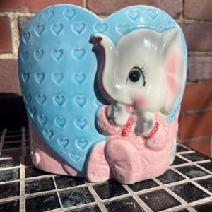 Kitschiger Baby Elefant Vintage Blumentopf / Übertopf