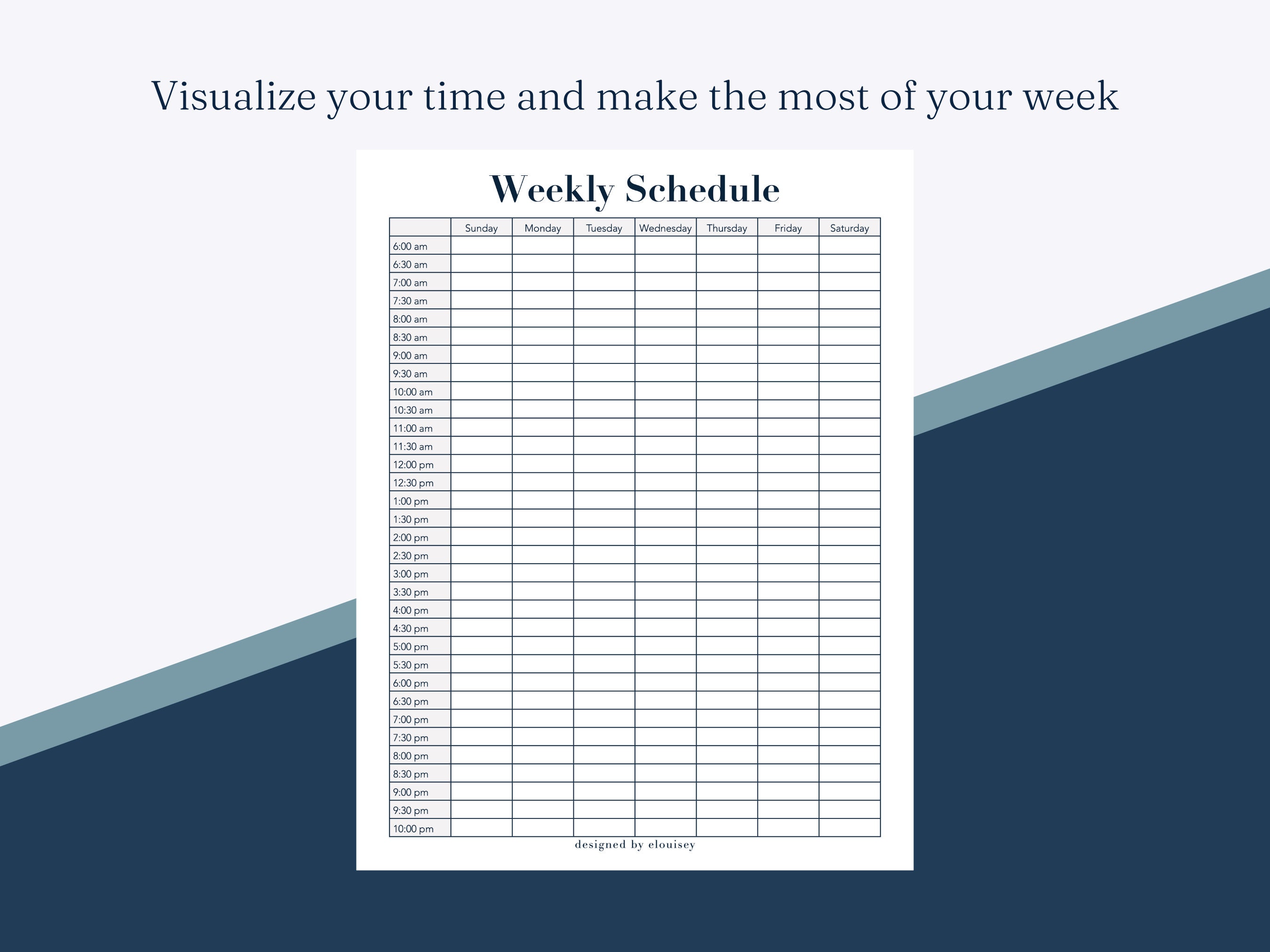 Weekly Schedule Printable PDF letter, A4, A5 - Etsy