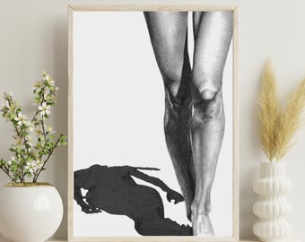 Legs Art Print - Pencil Drawing of a Girl Walking - Pencil Drawing Art Print - Beach Print - Pencil Drawing Print