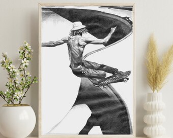 Skate Art Print - Pencil Drawing of a Skater - Pencil Drawing Art Print - Skating Print - Pencil Drawing Print