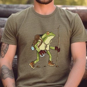 Hiking gift for outdoorsman, Unique Clothing for frog lovers, trendy camping tshirt, adventure t shirt, outdoor tee, nature shirt, earth day