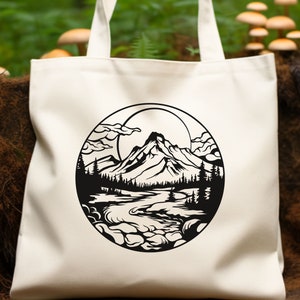 Trendy Canvas Tote Bag: the Perfect Carry-All for Everyday Essentials, wanderlust tote, nature lover bag, hiking, camping, forest, mountain