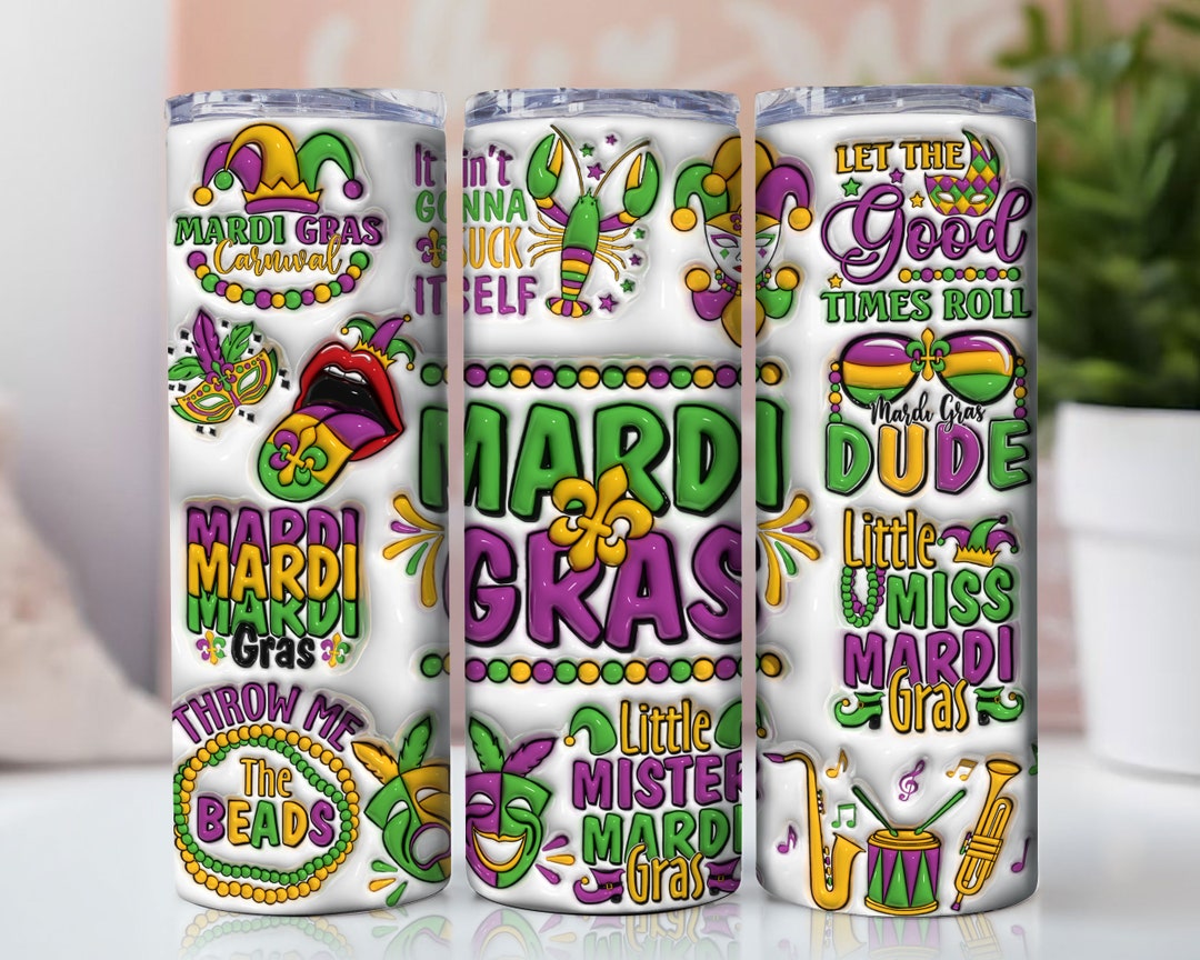 mardi gras tumbler with name
