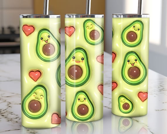 Inflated Avocado Tumbler Wrap Png Digital Download 3D -  in