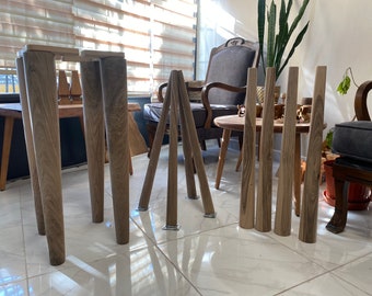 Premium Walnut Wood legs (a set of 4) Dining Table Legs with Mounting Kit Big Table Legs Customized Legs Wooden Legs for DIY