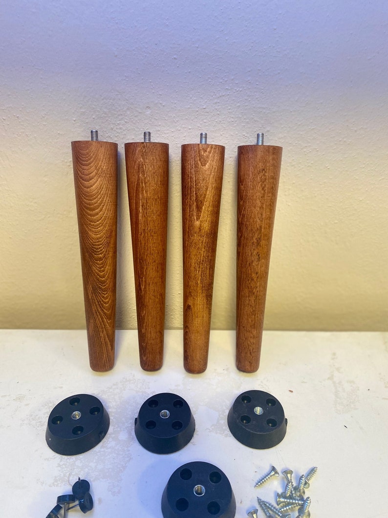 Wood Furniture Legs a set of 4DIY Wood Legs Tapered Wood Legs Sofa Wood Legs Beech wood legs Brass Cabinet Legs Wardrobe Legs TV-Unit legs Mahagony