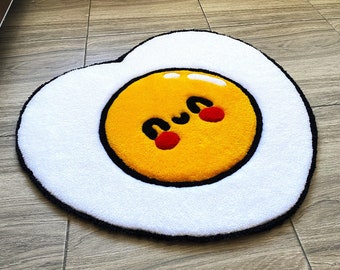 Heart Shaped Yellow White Rug | Tufted Rug for Kids Decor | Handmade Floor Mat | First Birthday Gift | Gift for Daughter