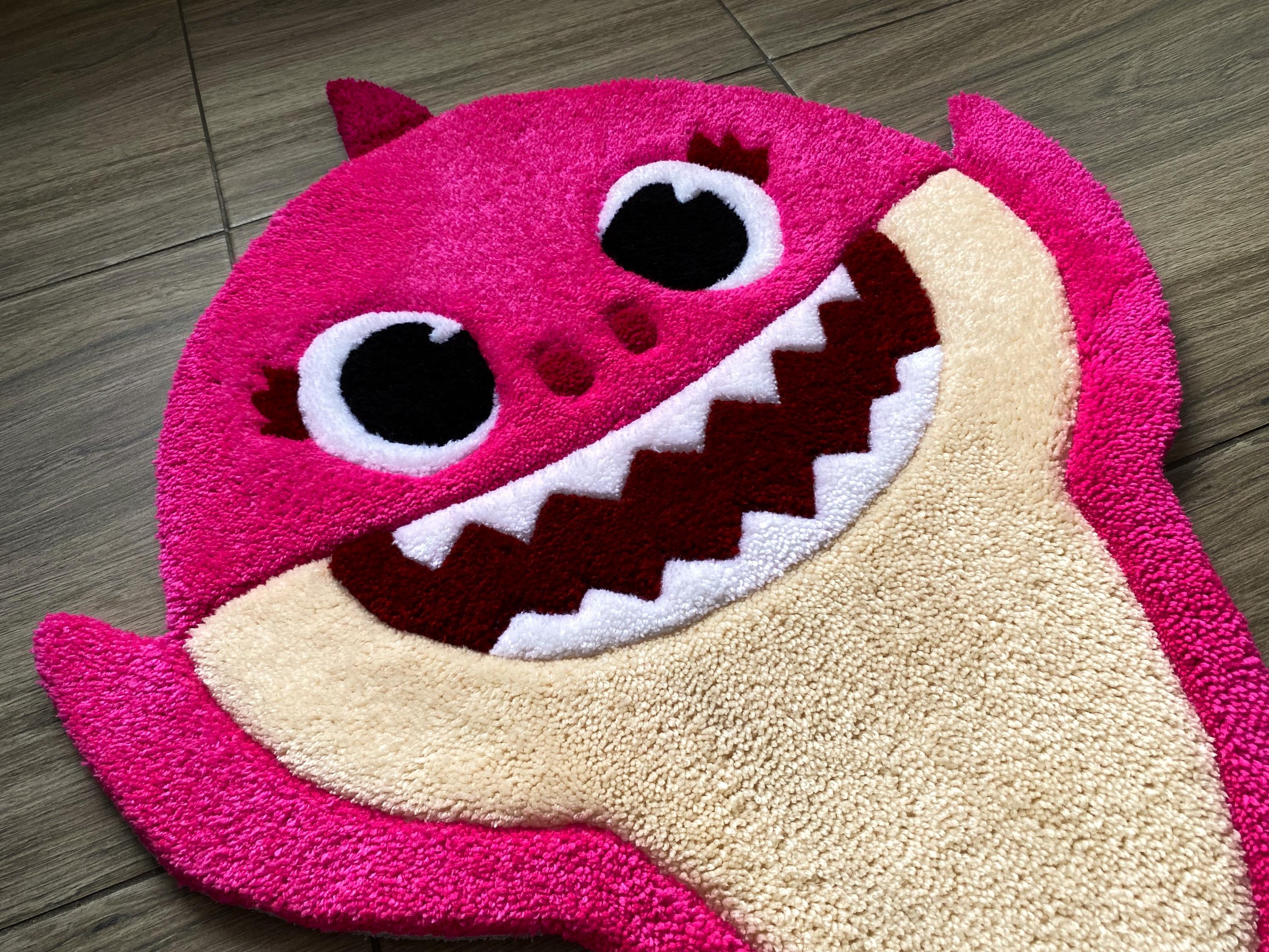 Handmade Tufted Pink Shark Rug – Custom Bath Mat, Nursery Decor ...