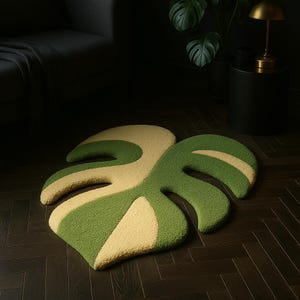 Fluffy handmade rug inspired by plumeria decor, perfect friend birthday gift.