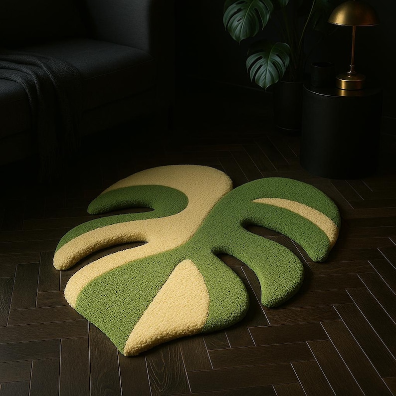 Fluffy handmade rug inspired by plumeria decor, perfect friend birthday gift.