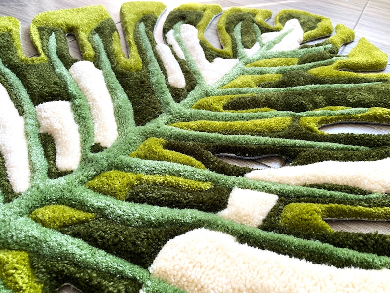 Handmade rug – custom tufted bath mat for plant lovers