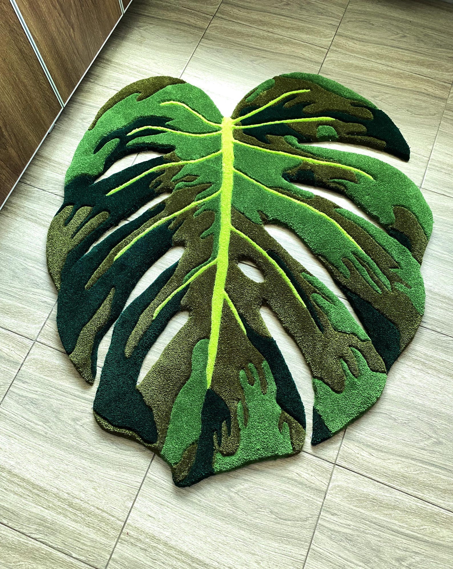 Tufted Monstera Leaf Rug: Green Botanical Decor - Etsy