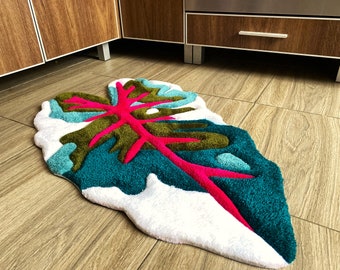 Caladium Leaf Shaped Rug – Handmade Tufted Botanical Carpet