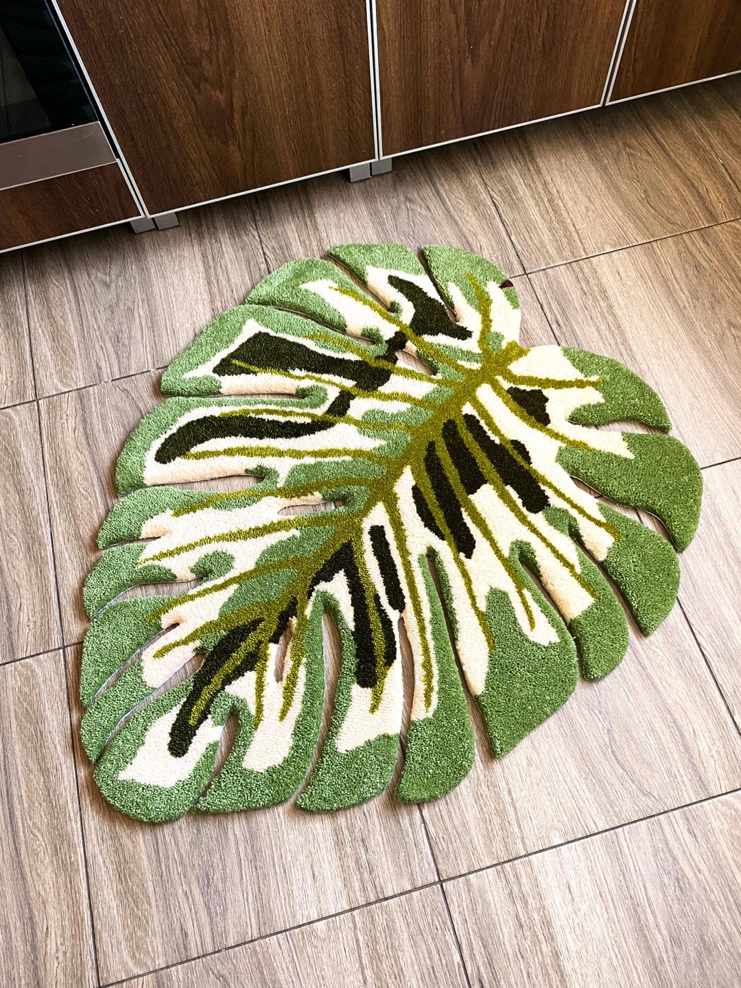Leafy Handmade Rug Handmade Tufted Monstera Leaf Rug: Green Plant Decor - Etsy