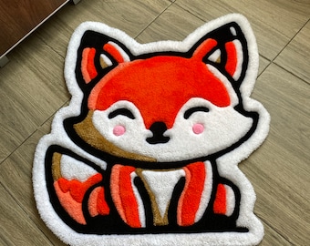 Handmade Tufted Red Fox Rug: Acrylic Nursery Decor