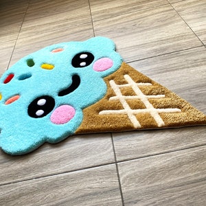 Ice Cream Rug Pattern Kawaii Ice Cream Tufted Rug - Cute Kids Room Decor -pastel Cone Carpet ...