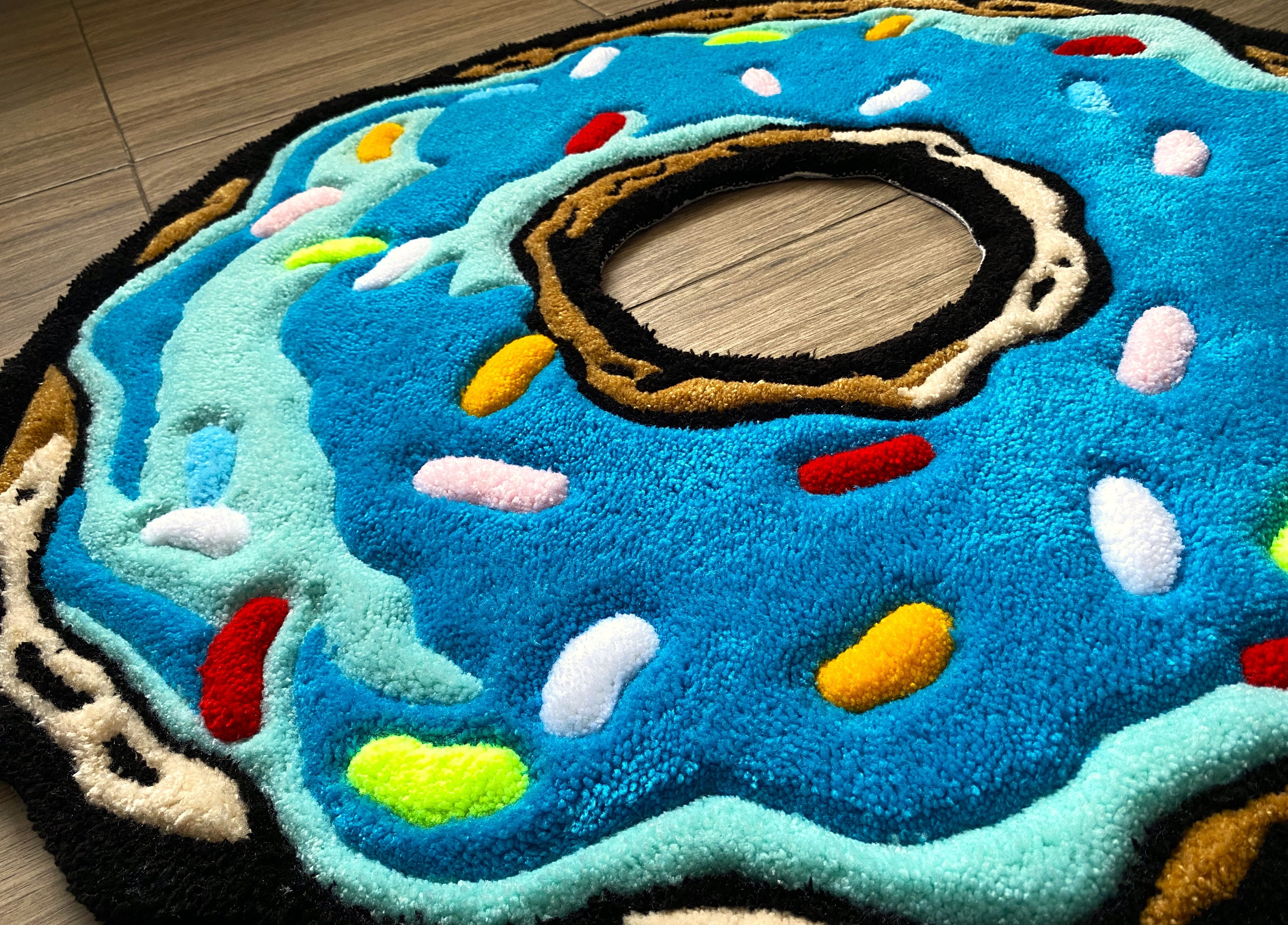 Blue Tufted Donut Rug – Handmade Custom Round Rug for Kitchen and ...