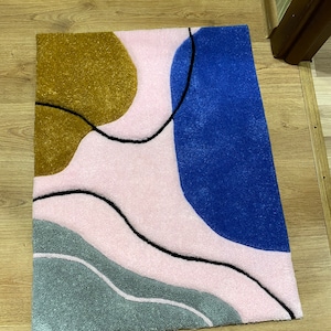 Modern Abstract Tufted Rug | Minimalist Handmade Carpet | Fluffy Living Room Rug | Custom Home Decor | Gift for Mom or Her