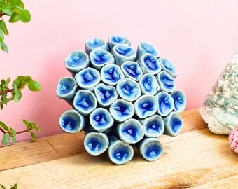 Handcrafted Blue Ceramic Flower - Small Decorative Accent | Unique Home Decor