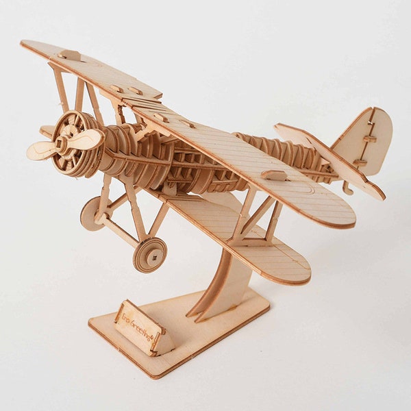Jeu de construction assemblage modèle d'avion, modèle de puzzle en bois 3D DIY 1 pièce, jouet mécanique fait main, ornement en modèle 3D
