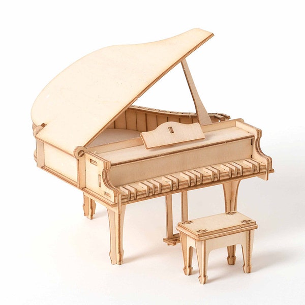 Assemblage modèle de piano, modèle de puzzle en bois 3D DIY 1 pièce, jouet mécanique fait main, ornement en modèle 3D