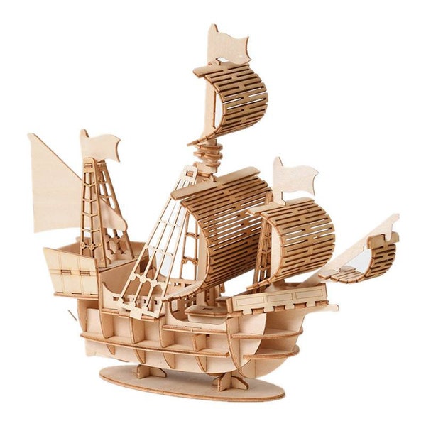 Jeu de constructie assemblage modèle de bateau, modèle de puzzle en bois 3D DIY 1 piece, jouet mécanique fait main, ornement en modèle 3D
