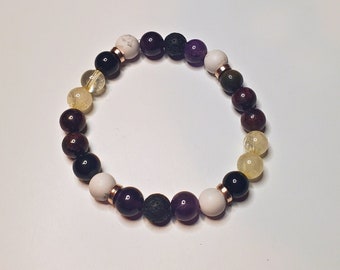 Manifestation Natural Gemstone Bracelet, Crystal Healing, Promotes Calmness, Lava Stone Diffuser, Aromatherapy