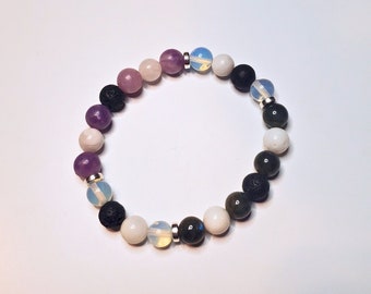 Manifestation Crystal Bracelet, Natural Gemstones to Promote Expression, Lava Stone Diffuser, Aromatherapy