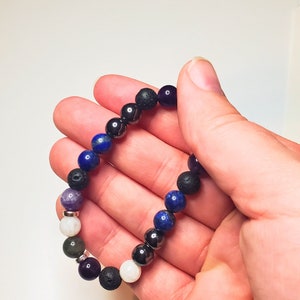 Empath Protection Gemstone Bracelet, Crystals for Tranquility, Lava Stone Diffuser, Aromatherapy image 2